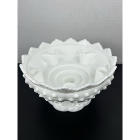 Vintage White Milk Glass Hobnail Pedestal Tapered 6 Candle Holder 7” - Picture 3 of 7